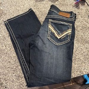 Men’s buckle bootleg jeans